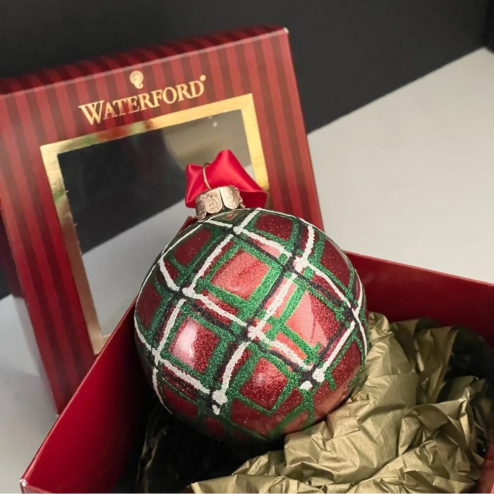 Plaid Glitter Ball Ornament - Holiday Heirloom by Waterford